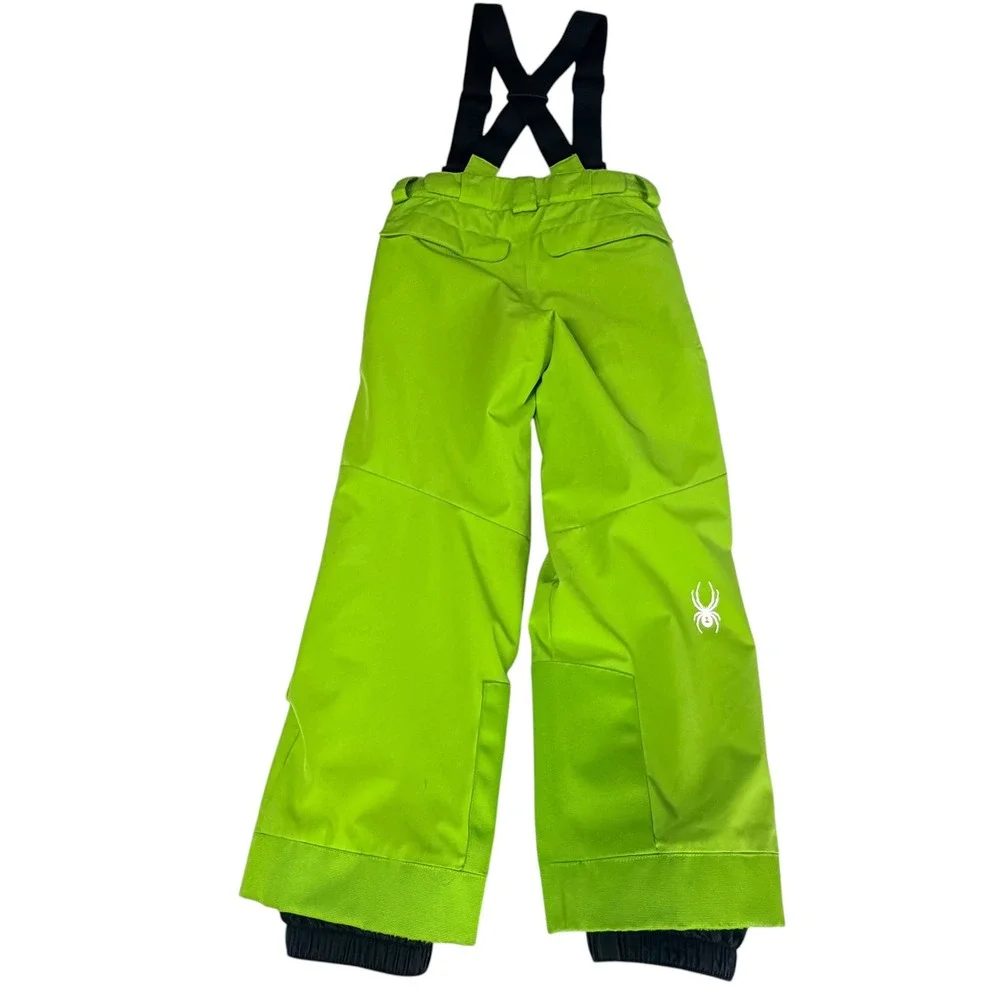 Spyder Kids Ski Snow Pants Bib Suspenders Neon Green Insulated Winter Size 8